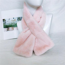 Load image into Gallery viewer, New Winter Solid Color Warm Thicken Soft Collar Scarf Faux Rabbit Fur Neckerchief Plush Warm Hot Scarfs Cross Collar Scarf Shawl Solid With Pearl Elegant For Women