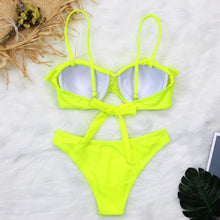 Load image into Gallery viewer, Female Two Piece Swimsuit Low Waist Bikini Floral Printing Swimwear Push Up Bathing Suit Detachable Padded Push Up Striped Bikini Set Two Piece Swimsuit Ladies Vintage Lace Bikini Sets Beach Swimwear