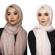 Load image into Gallery viewer, Light Soft Fashion Solid Scarf Crinkle Cotton Linen Wrap Shawl Hijab Muslim Woman Shawls Turban Islamic Clothing Head Wrap For Women