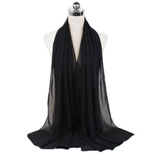 Load image into Gallery viewer, Luxury Fashion Long Soft Solid Chiffon Scarf Head Wrap Echarpe Shawl Lightweight Headscarf Instant Ready To Wear Elegant Hijab Scarf Wrap Muslim Shawl Islamic Hijabs Arab Wrap Head Scarves For Women