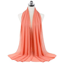 Load image into Gallery viewer, Luxury Fashion Long Soft Solid Chiffon Scarf Head Wrap Echarpe Shawl Lightweight Headscarf Instant Ready To Wear Elegant Hijab Scarf Wrap Muslim Shawl Islamic Hijabs Arab Wrap Head Scarves For Women