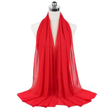 Load image into Gallery viewer, Luxury Fashion Long Soft Solid Chiffon Scarf Head Wrap Echarpe Shawl Lightweight Headscarf Instant Ready To Wear Elegant Hijab Scarf Wrap Muslim Shawl Islamic Hijabs Arab Wrap Head Scarves For Women