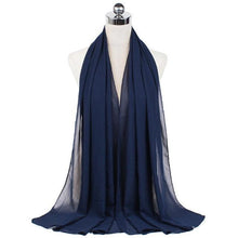 Load image into Gallery viewer, Luxury Fashion Long Soft Solid Chiffon Scarf Head Wrap Echarpe Shawl Lightweight Headscarf Instant Ready To Wear Elegant Hijab Scarf Wrap Muslim Shawl Islamic Hijabs Arab Wrap Head Scarves For Women
