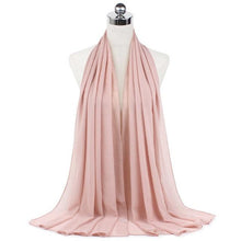 Load image into Gallery viewer, Luxury Fashion Long Soft Solid Chiffon Scarf Head Wrap Echarpe Shawl Lightweight Headscarf Instant Ready To Wear Elegant Hijab Scarf Wrap Muslim Shawl Islamic Hijabs Arab Wrap Head Scarves For Women
