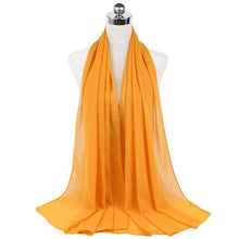 Load image into Gallery viewer, Luxury Fashion Long Soft Solid Chiffon Scarf Head Wrap Echarpe Shawl Lightweight Headscarf Instant Ready To Wear Elegant Hijab Scarf Wrap Muslim Shawl Islamic Hijabs Arab Wrap Head Scarves For Women
