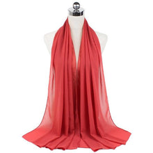Load image into Gallery viewer, Luxury Fashion Long Soft Solid Chiffon Scarf Head Wrap Echarpe Shawl Lightweight Headscarf Instant Ready To Wear Elegant Hijab Scarf Wrap Muslim Shawl Islamic Hijabs Arab Wrap Head Scarves For Women