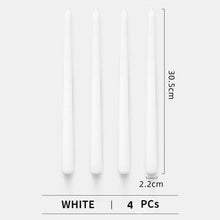 Load image into Gallery viewer, 4pc Unscented 12" Candles Colored Long Stick Candle Smokeless Home Wedding Centerpiece Birthday Candle Tall Taper Candles Dripless Unscented Dinner Candle Paraffin Wax Candles