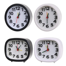 Load image into Gallery viewer, Square Round Small Alarm Clock Snooze Silent Sweeping Wake Up Table Clock Travel Alarm Clock Analog Small Simple Battery Operated Clock Non Ticking Alarm Clock Snooze Light Functions Bedside Table Clock Battery Powered Compact Portable Travel Alarm Clock