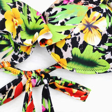 Load image into Gallery viewer, Female Two Piece Swimsuit Low Waist Bikini Floral Printing Swimwear Push Up Bathing Suit Detachable Padded Push Up Striped Bikini Set Two Piece Swimsuit Ladies Vintage Lace Bikini Sets Beach Swimwear