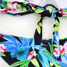 Load image into Gallery viewer, Female Two Piece Swimsuit Low Waist Bikini Floral Printing Swimwear Push Up Bathing Suit Detachable Padded Push Up Striped Bikini Set Two Piece Swimsuit Ladies Vintage Lace Bikini Sets Beach Swimwear