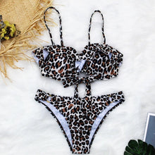 Load image into Gallery viewer, Female Two Piece Swimsuit Low Waist Bikini Floral Printing Swimwear Push Up Bathing Suit Detachable Padded Push Up Striped Bikini Set Two Piece Swimsuit Ladies Vintage Lace Bikini Sets Beach Swimwear