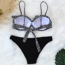Load image into Gallery viewer, Female Two Piece Swimsuit Low Waist Bikini Floral Printing Swimwear Push Up Bathing Suit Detachable Padded Push Up Striped Bikini Set Two Piece Swimsuit Ladies Vintage Lace Bikini Sets Beach Swimwear