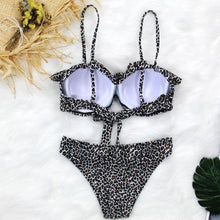 Load image into Gallery viewer, Female Two Piece Swimsuit Low Waist Bikini Floral Printing Swimwear Push Up Bathing Suit Detachable Padded Push Up Striped Bikini Set Two Piece Swimsuit Ladies Vintage Lace Bikini Sets Beach Swimwear