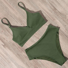 将图片加载到图库查看器,Swimwear Women Ribbed Bathing Suit Female Push Up Bikini Set Women's Bathing Suit Lace up Bikini Ribbed Two Piece Swimsuit Beachwear High Waist Bikini Women's Swimsuit