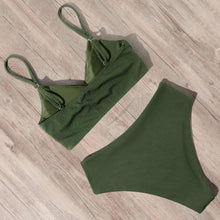 将图片加载到图库查看器,Swimwear Women Ribbed Bathing Suit Female Push Up Bikini Set Women's Bathing Suit Lace up Bikini Ribbed Two Piece Swimsuit Beachwear High Waist Bikini Women's Swimsuit