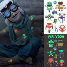将图片加载到图库查看器,Luxury Luminous Tattoo Stickers Unicorn Stars Temporary Waterproof Luminous Fake Tattoos Stickers Dinosaur Butterfly For Children