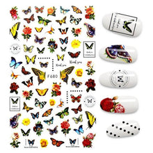 Load image into Gallery viewer, 3D Nail Stickers Leaves Butterfly Panda Love Heart Design Stickers For Nails Manicure Foil Nail Art Decor Girls Manicure Decoration Nail Art Supplies 3D Self-Adhesive Nail Decals Designer Nail Stickers for Acrylic Nails