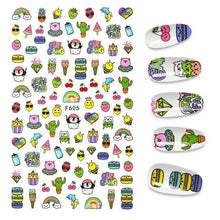Load image into Gallery viewer, 3D Nail Stickers Leaves Butterfly Panda Love Heart Design Stickers For Nails Manicure Foil Nail Art Decor Girls Manicure Decoration Nail Art Supplies 3D Self-Adhesive Nail Decals Designer Nail Stickers for Acrylic Nails