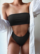 Load image into Gallery viewer, Bikinis Swimsuit Women Push Up Bikini Set Female Swimwear Women's Strapless Solid Color 2 Pieces Bathing Suit Swimsuit Swimsuits Off Shoulder High Waist Bathing Suit High Cut Swimwear For Summer