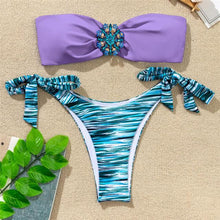 将图片加载到图库查看器,Shiny Rhinestone Strapless Bikini Female Women 2PCS Shiny Diamond Bikini Set Bra Swimsuit Bathing Suit Swimsuit Women Swimwear Two-pieces Luxury Bikini Set Bather Bathing Suit Swimwear