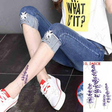 将图片加载到图库查看器,Waterproof Temporary Tattoo Lavender Stickers Butterfly Flower Luxury Small Tattoo For Body Arm