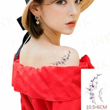 将图片加载到图库查看器,Waterproof Temporary Tattoo Lavender Stickers Butterfly Flower Luxury Small Tattoo For Body Arm