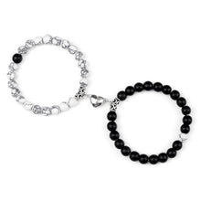 将图片加载到图库查看器,2Pcs/Set Heart Shape Magnet Pendant Bracelet Couples Love Meaningful Natural Stone Bangles Jewelry Bracelet For Couples Elastic Magnetic Field Therapy Bracelet Women Matt Stone Bracelets For Girlfriend