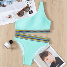 将图片加载到图库查看器,Swimwear Women Ribbed Bathing Suit Female Push Up Bikini Set Women's Bathing Suit Lace up Bikini Ribbed Two Piece Swimsuit Beachwear High Waist Bikini Women's Swimsuit