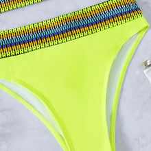 将图片加载到图库查看器,Swimwear Women Ribbed Bathing Suit Female Push Up Bikini Set Women's Bathing Suit Lace up Bikini Ribbed Two Piece Swimsuit Beachwear High Waist Bikini Women's Swimsuit