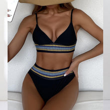 将图片加载到图库查看器,Swimwear Women Ribbed Bathing Suit Female Push Up Bikini Set Women's Bathing Suit Lace up Bikini Ribbed Two Piece Swimsuit Beachwear High Waist Bikini Women's Swimsuit