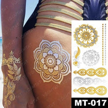 将图片加载到图库查看器,New Waterproof Temporary Tattoo Sticker Golden Silver Flower Jewelry Flash Fashion Different Design Tattoos For Womens