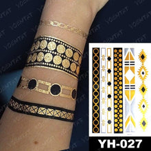 将图片加载到图库查看器,New Waterproof Temporary Tattoo Sticker Golden Silver Flower Jewelry Flash Fashion Different Design Tattoos For Womens