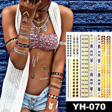 将图片加载到图库查看器,New Waterproof Temporary Tattoo Sticker Golden Silver Flower Jewelry Flash Fashion Different Design Tattoos For Womens