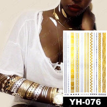 将图片加载到图库查看器,New Waterproof Temporary Tattoo Sticker Golden Silver Flower Jewelry Flash Fashion Different Design Tattoos For Womens