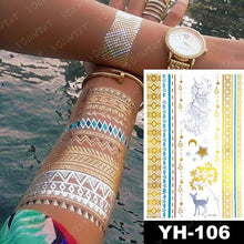 将图片加载到图库查看器,New Waterproof Temporary Tattoo Sticker Golden Silver Flower Jewelry Flash Fashion Different Design Tattoos For Womens