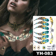 将图片加载到图库查看器,New Waterproof Temporary Tattoo Sticker Golden Silver Flower Jewelry Flash Fashion Different Design Tattoos For Womens