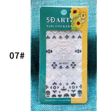 Load image into Gallery viewer, White Embossed Flower Lace 5D Sticker Decal Wedding Nail Art Designs Floral Flower Transfer Decal Geometry 3D Wave Design Decoration for Women Girls Tape Nail Art Stickers Decal Decoration Geometry Transfer Decals Nail Art Decorations Decoration Decal