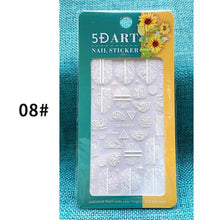 Load image into Gallery viewer, White Embossed Flower Lace 5D Sticker Decal Wedding Nail Art Designs Floral Flower Transfer Decal Geometry 3D Wave Design Decoration for Women Girls Tape Nail Art Stickers Decal Decoration Geometry Transfer Decals Nail Art Decorations Decoration Decal