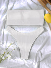 Load image into Gallery viewer, Bikinis Swimsuit Women Push Up Bikini Set Female Swimwear Women's Strapless Solid Color 2 Pieces Bathing Suit Swimsuit Swimsuits Off Shoulder High Waist Bathing Suit High Cut Swimwear For Summer