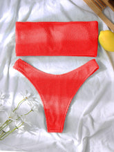 Load image into Gallery viewer, Bikinis Swimsuit Women Push Up Bikini Set Female Swimwear Women's Strapless Solid Color 2 Pieces Bathing Suit Swimsuit Swimsuits Off Shoulder High Waist Bathing Suit High Cut Swimwear For Summer