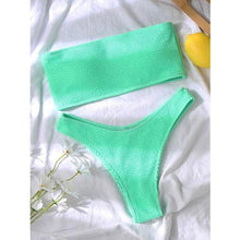 Load image into Gallery viewer, Bikinis Swimsuit Women Push Up Bikini Set Female Swimwear Women's Strapless Solid Color 2 Pieces Bathing Suit Swimsuit Swimsuits Off Shoulder High Waist Bathing Suit High Cut Swimwear For Summer