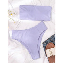 Load image into Gallery viewer, Bikinis Swimsuit Women Push Up Bikini Set Female Swimwear Women's Strapless Solid Color 2 Pieces Bathing Suit Swimsuit Swimsuits Off Shoulder High Waist Bathing Suit High Cut Swimwear For Summer