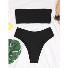 Load image into Gallery viewer, Bikinis Swimsuit Women Push Up Bikini Set Female Swimwear Women's Strapless Solid Color 2 Pieces Bathing Suit Swimsuit Swimsuits Off Shoulder High Waist Bathing Suit High Cut Swimwear For Summer