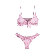 Load image into Gallery viewer, Female Swimsuit Women String Triangle Top Bikini Bottom Printed Push Up Swimsuit Bikini Sets Two Piece Split Button Beachwear Bathing Suit High Waist Bathing Suit High Cut