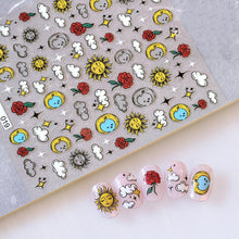 将图片加载到图库查看器,Yellow Smiles Sun Moon Clouds 3D Nail Stickers For Halloween Theme Slider Decals Nail Art Decorations Design 3D Self-Adhesive Nail Decorations Accessories Women Girls Manicure Decorations Nail Art Supplies Water Transfer Decals