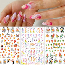 Load image into Gallery viewer, Flowers Leaves Line 3D Nail Stickers Autumn Winter Fall Leaf Design Transfer Sliders Abstract Waves Nail Art Decals Manicures Decal Self-Adhesive 3D Wave Design Decoration for Women Girls Tape Nail Art Stickers Decal Decoration
