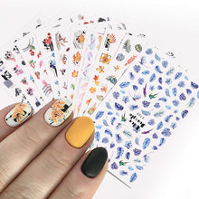 Load image into Gallery viewer, Flowers Leaves Line 3D Nail Stickers Autumn Winter Fall Leaf Design Transfer Sliders Abstract Waves Nail Art Decals Manicures Decal Self-Adhesive 3D Wave Design Decoration for Women Girls Tape Nail Art Stickers Decal Decoration