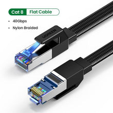 将图片加载到图库查看器,Elegant Black Ethernet Cable CAT8 40Gbps 2000MHz CAT 8 Networking Nylon Braided Internet LAN Network Cable With Gold Silver Plated RJ45 Connector Cord For Router TV
