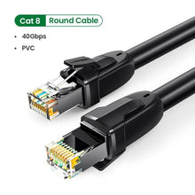 将图片加载到图库查看器,Elegant Black Ethernet Cable CAT8 40Gbps 2000MHz CAT 8 Networking Nylon Braided Internet LAN Network Cable With Gold Silver Plated RJ45 Connector Cord For Router TV