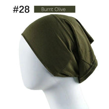 Load image into Gallery viewer, New Winter Autumn Soft Solid Color Inner Hijab Cap Lightweight Muslim Turban Elegant Hijab Caps Hat Islam Under Scarf Undercap Bonnet Color Soft Jersey Stretch Hijab's Tube Cap Hat Hijab Bonnet Muslim Women Scarf Turbans Head For Women